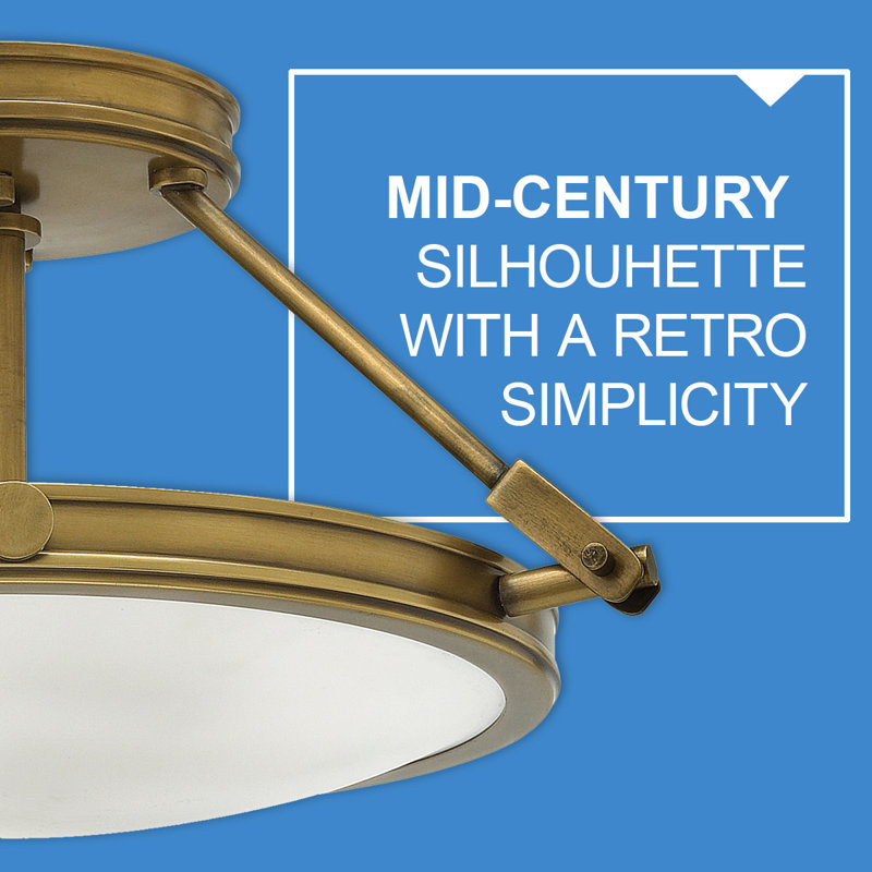 Collier Semi-Flush Mount Ceiling Light - Heritage Brass, Heritage Brass, Incandescent, 11.5"H x 22"W x22"D