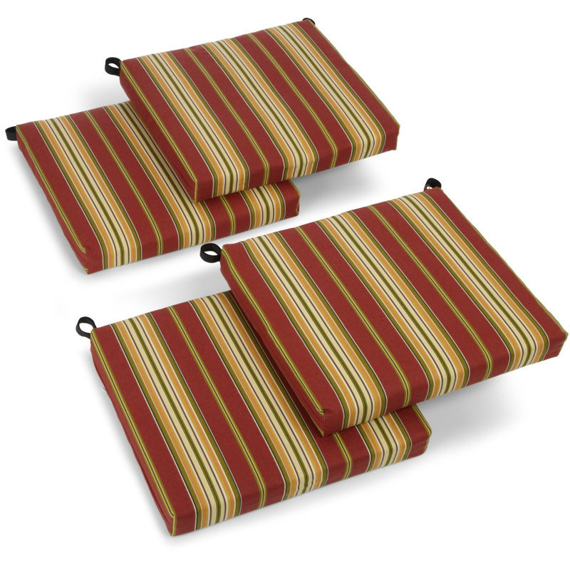 Outdoor 3'' Seat Cushion, Kingsley Stripe Ruby, 20" W x 19" D
