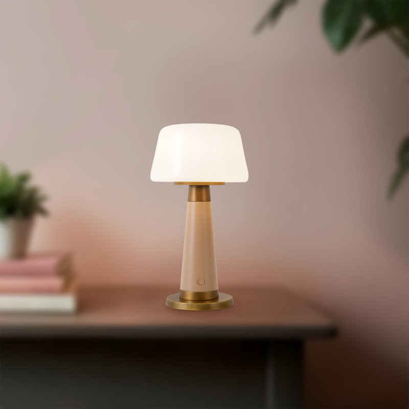 Clemence 11-in Red dimmable LED Table Lamp, Pink