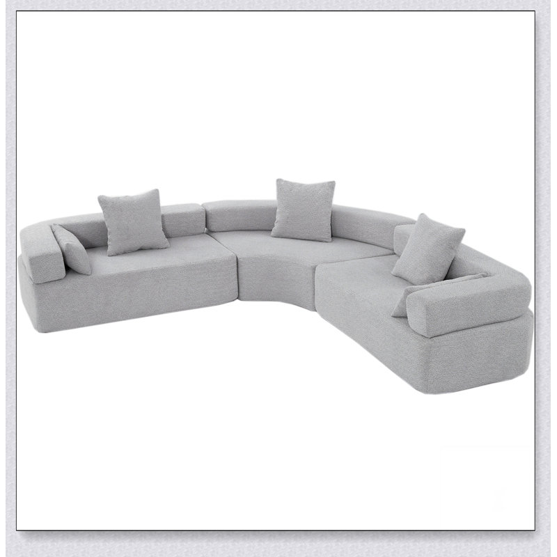 Canapé combiné surdimensionné, canapé courbé, canapé rembourré 4 places pour le salon, Boucle kaki