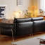 Canapé modulaire noir en cuir véritable-1951759081
