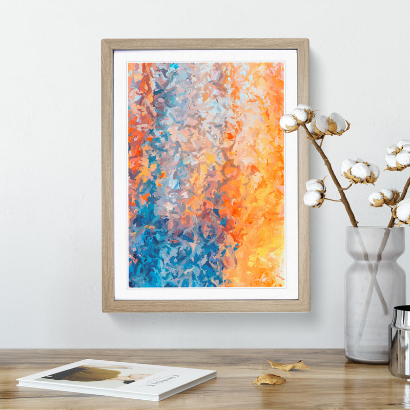 Broken Through Abstract - Wall Art, 48cm H x 36cm W, Oak Framed, White