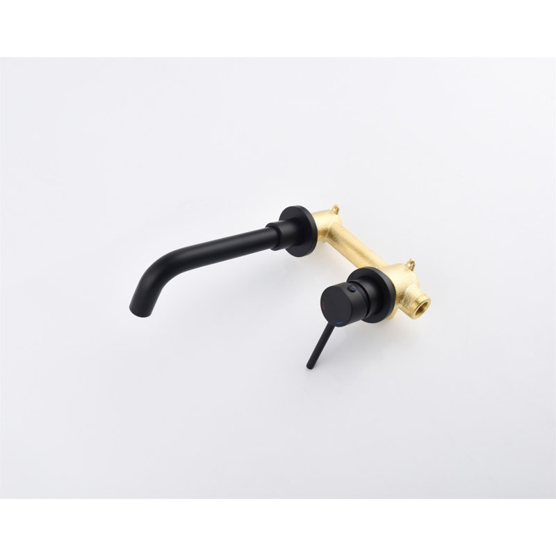 Wall Mounted Bathroom Sink Single Lever Handle Faucet With Pop-Up Drain (No Overflow), Matte Black