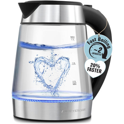 Zulay Kitchen Fast Boiling Electric Water Kettle - 1.7l, 1500w, Auto Shut-off For Overboil & Boil Dry Protection, Cool-touch Handle, 360° Base - Black