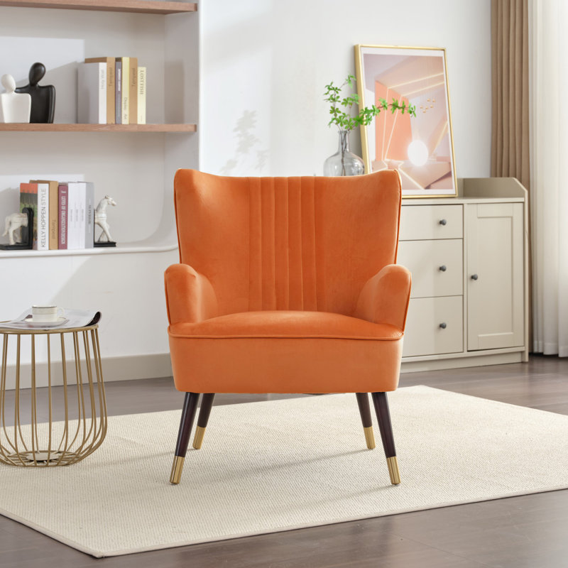 Dawe Velvet Wingback Chair, Orange