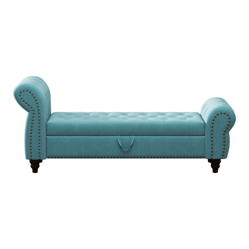 Banc de chambre élégant avec rangement généreux - velours bleu lac