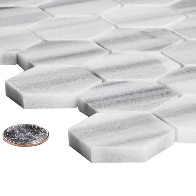 11.8" x 11.8" Natural Stone Honeycomb Mosaic Wall & Floor Tile, White