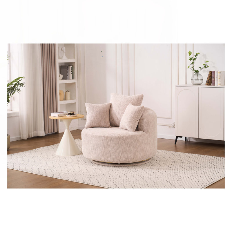 Fauteuil demi-tonneau pivotant, Chenille beige