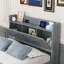 Lit simple en bois extensible avec tête de lit et prises de rangement, lit gigogne pour un sommeil confortable et peu encombrant