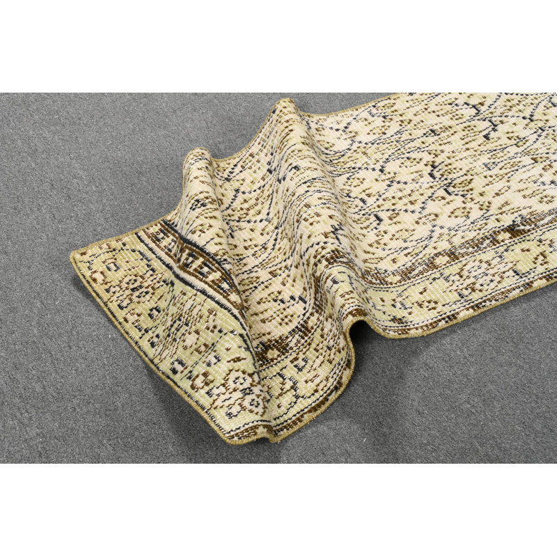 Tapis de style turc classique classique Oushak vert authentique idéal pour les couloirs