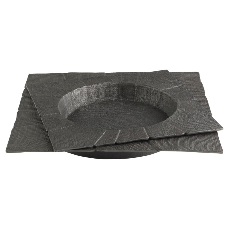 Plateau en aluminium coulé Baxter, H 2,5 po x l 20 po x P 20 po, Étain antique