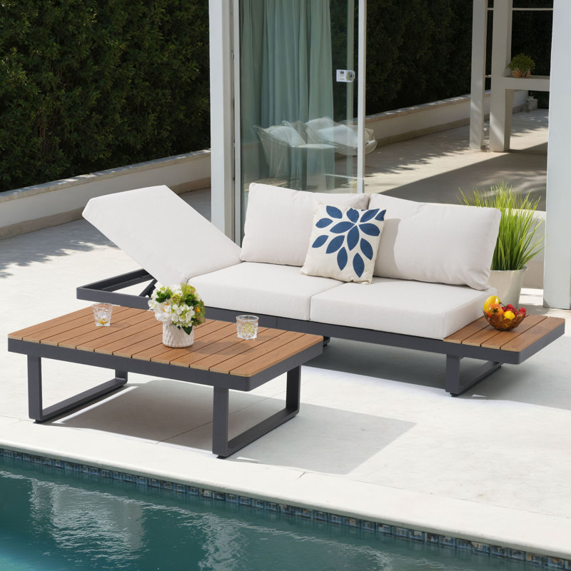 Outdoor Aluminum Patio Sofa with Coffee Table