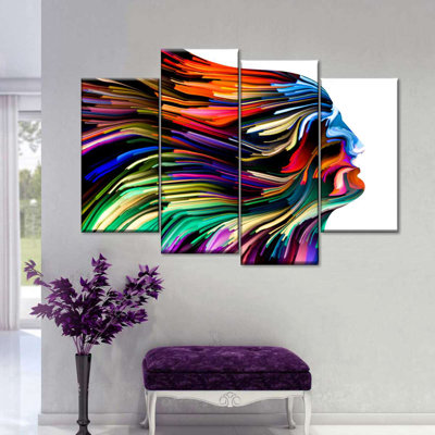 Portrait, couleurs éclatantes sur toile, ensemble de 4 pièces