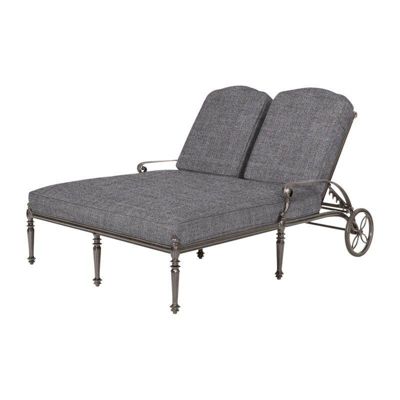 Grand Terrace Outdoor Chaise Lounge, Cast Slate Sunbrella® Plainweave, Vintage
