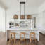 3-lamp matte black rattan woven dimmable pendant light