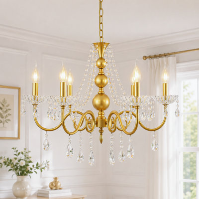  Lustre classique / traditionnel 6 lumières façon bougie en cristal
