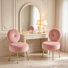 Chaise rembourrée en velours avec tabouret (ensemble de 2)