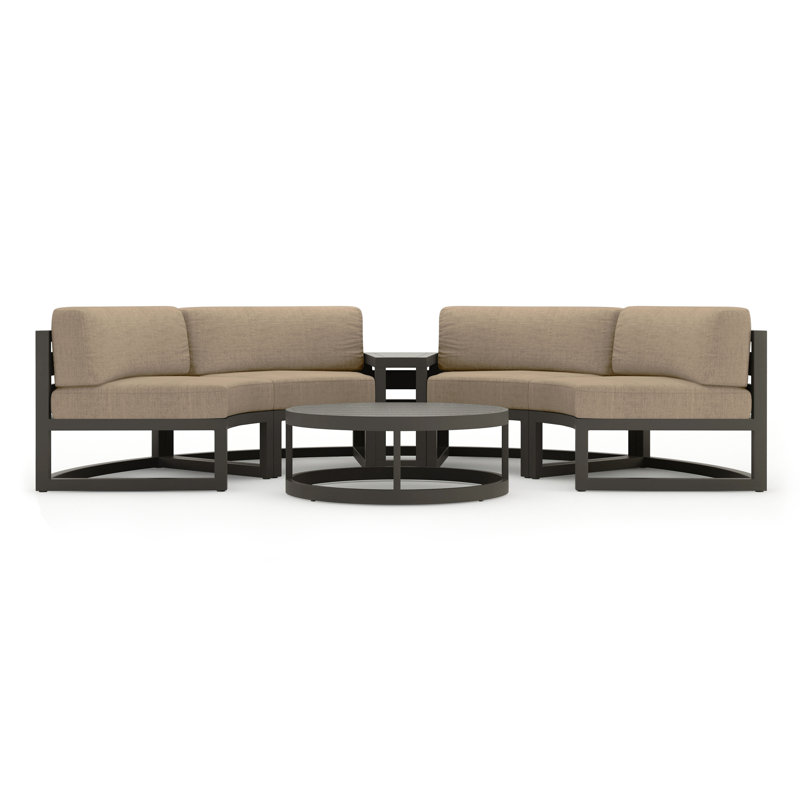 Bergeron 4 - Person Patio Conversation Set with Cushions, Canvas Heather Beige Sunbrella® Canvas, Slate