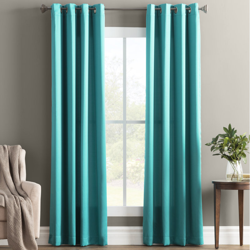 Panneau de rideau à oeillets à économie d'énergie thermique - Basics by Wayfair ™, Bleu rétro, 1 Panel, l 54 po x L 63 po