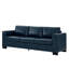 Canapé de salon 93,7 po en similicuir de style moderne, canapé à accoudoirs carrés avec porte-gobelet, canapé de rangement, similicuir rembourré bleu marine.