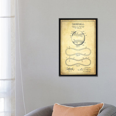 «Baseball Vintage Vernis Blueprint» par Aged Pixel, impression sur toile tendue