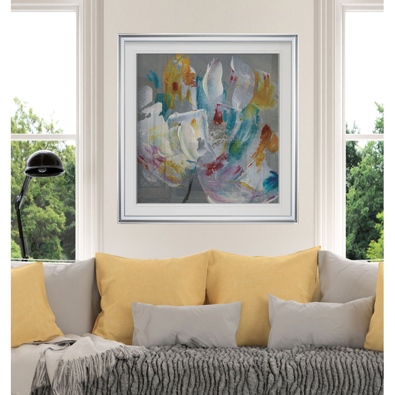 «Tye Dye Flower», reproduction sur toile, H 23 po x l 23 po x p 1,5 po, Cadre argenté