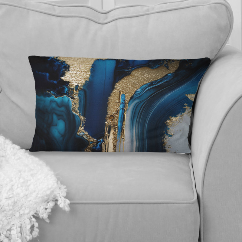 Coussin décoratif abstrait Abstract Geode Waves Gold II - Abstract