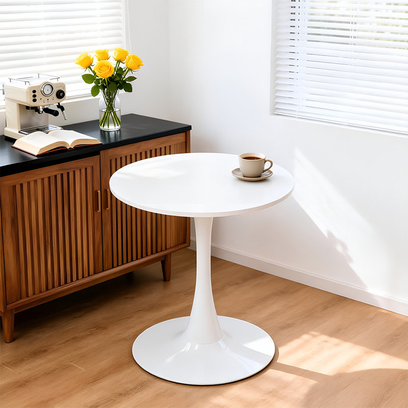 Dining Table with Iron Base, White