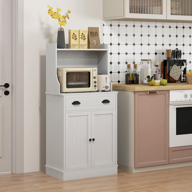 Modern Cabinet For Home - White With Drawer And Adjustable Shelf Living Room Storage Unit 143 Lbs. Overall Capacity