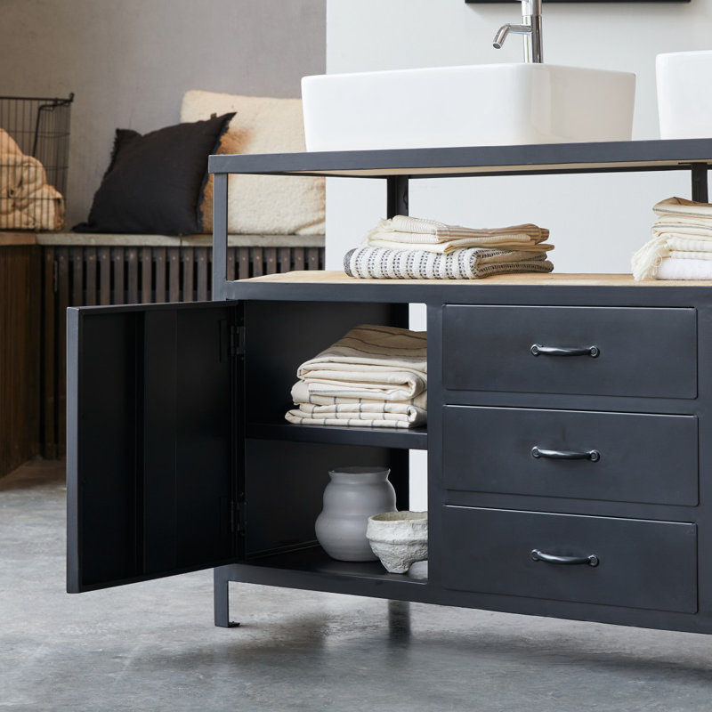 140cm Double Bathroom Vanity Base Only in Black