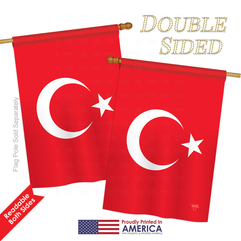 Drapeau de maison en polyester 2 côtés turquie, H 18,5 po x l 13 po