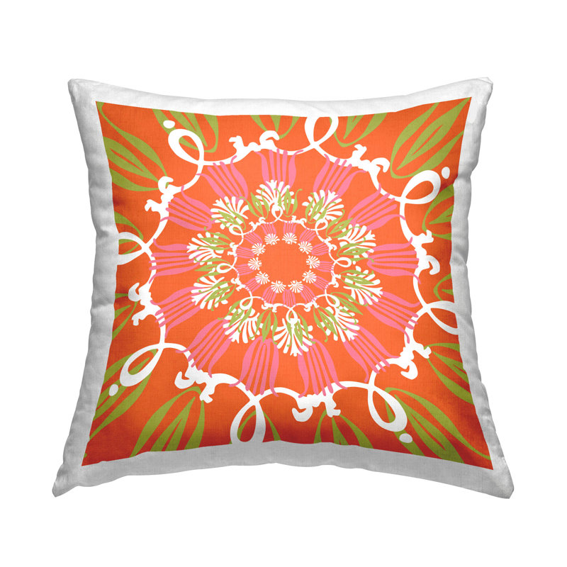 Design throw pillow Damask Reversible Throw Pillow, Orange