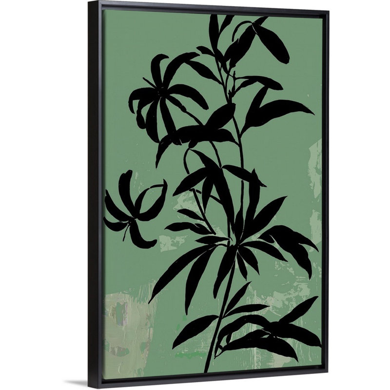 «Green Silhouette I», art mural sur toile, Toile avec cadre noir, H 38 po x l 26 po