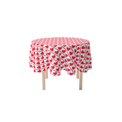 Sirois Hearts Diagonal Stripe Tablecloth