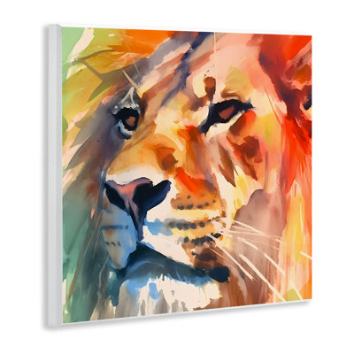 «Strong Lion Gaze», art mural sur bois par Walker Noble