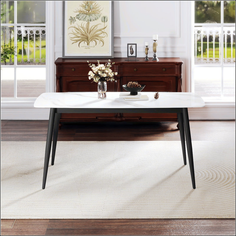 Table de salle à manger 62,99 po, Blanc/Noir