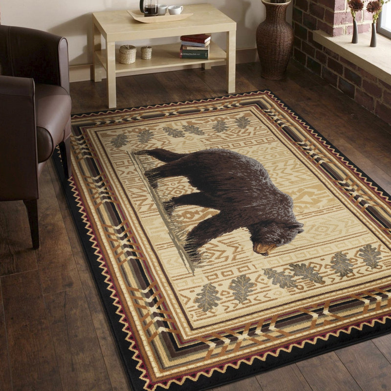 Lodge Area Rug, Rectangle 7'10" x 10'3", Black