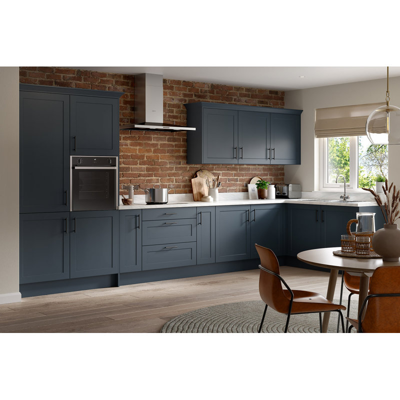 KitchenKit Flatpack Shaker Ultra Matt Wall Unit, 72cm H x 100cm W x 33cm D, Indigo Blue