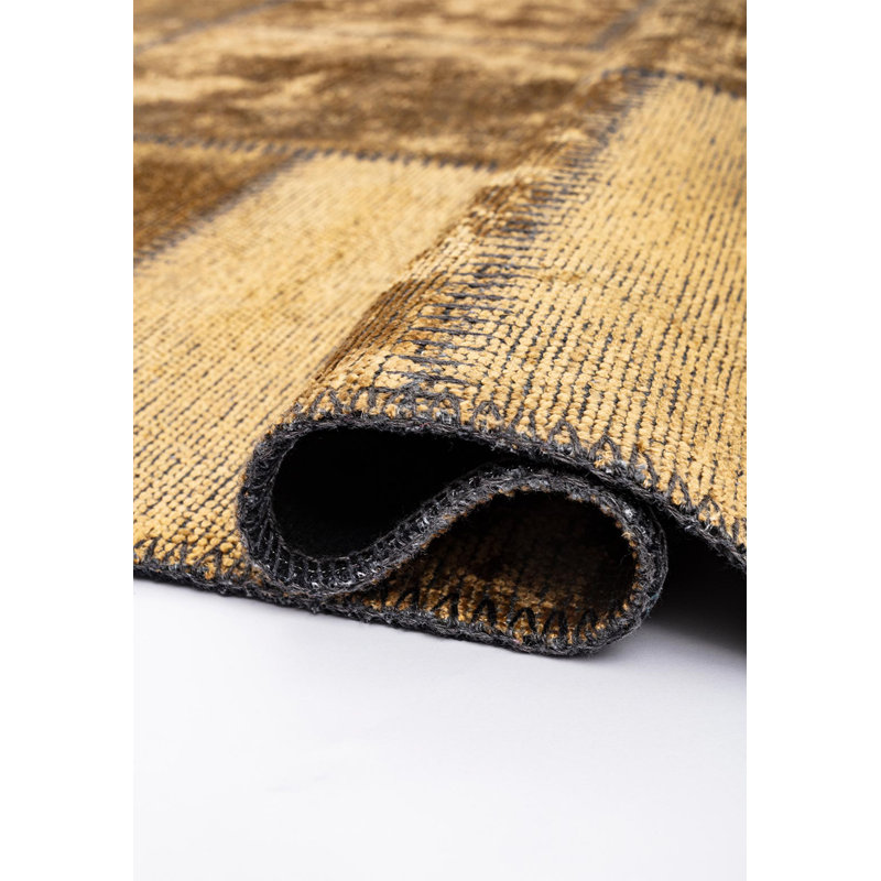Rapture Patchwork Area Rug in Gold, Rectangle 6'7" x 9'10"