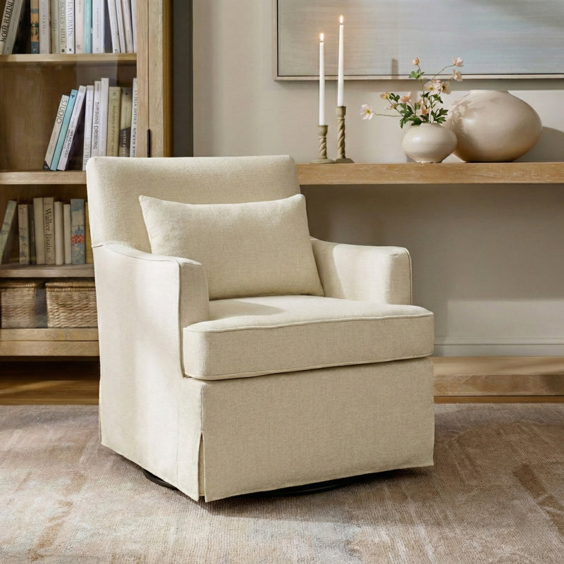Chaise berçante pivotante avec dossier rembourré Jaxon, Lin