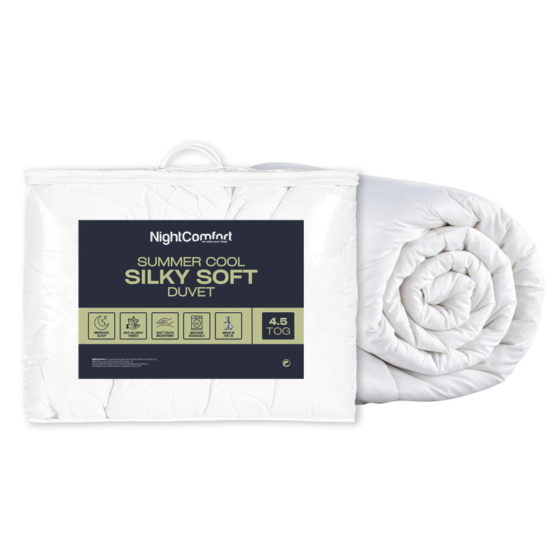 NightComfort Silky Soft Anti-Allergy Summer Season Microfibre 4.5 Tog Duvet, Single