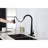 Modern Black Kitchen Faucets With Pull Down , Single Hole Deck Mount, Stainless Steel, Easy To Operate Matte Faucet Out Handle, Design, Installation Process-1887938660