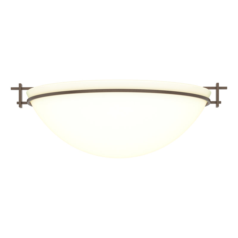 Moonband Semi Flush Mount, Bronze, Opal, 6.5" H x 15.9" W x 15.9" D