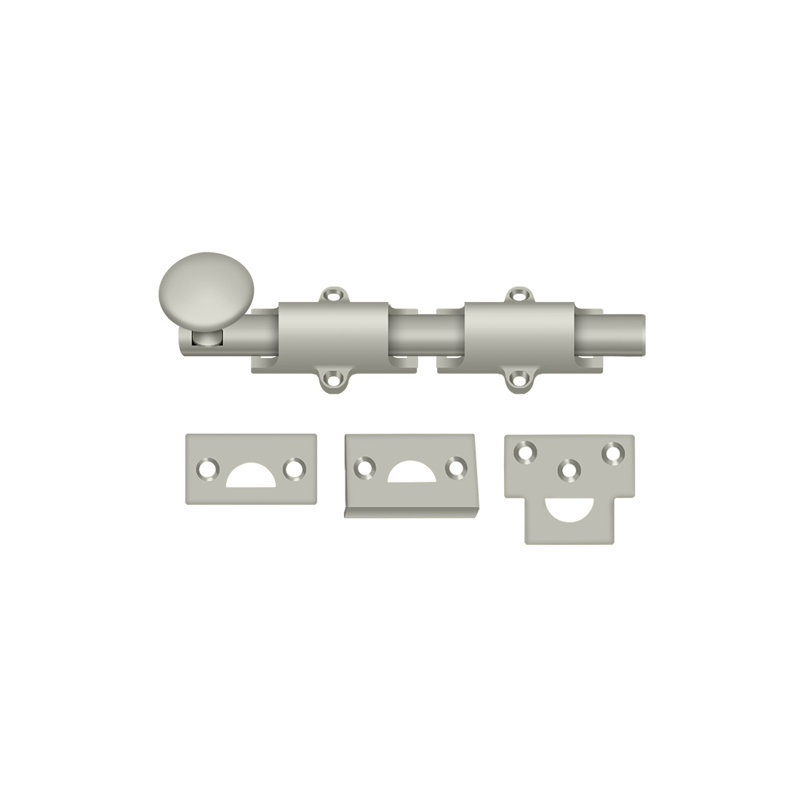 Brass Latch/Catch/Bolt, Brushed Nickel, 1.25" H x 6" W x 1" D