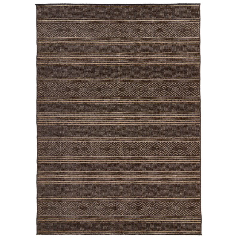 Tapis contemporain brun clair et brun 7 x 9