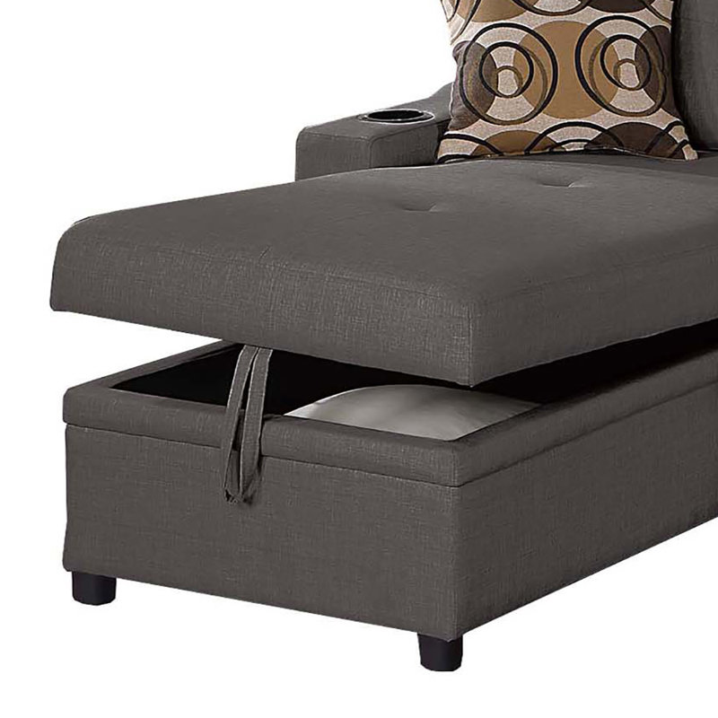 Convertible Sectional, Black Fabric