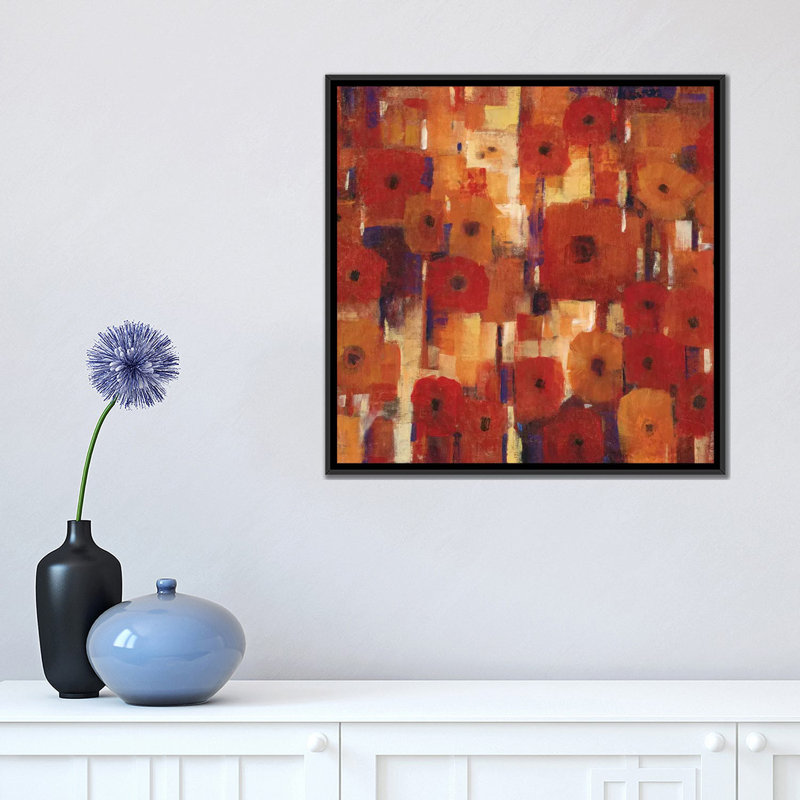 «Transitional Poppies II», reproduction d'art sur toile tendue, H 18 po x l 18 po x P 1,5 po, Toile avec cadre noir