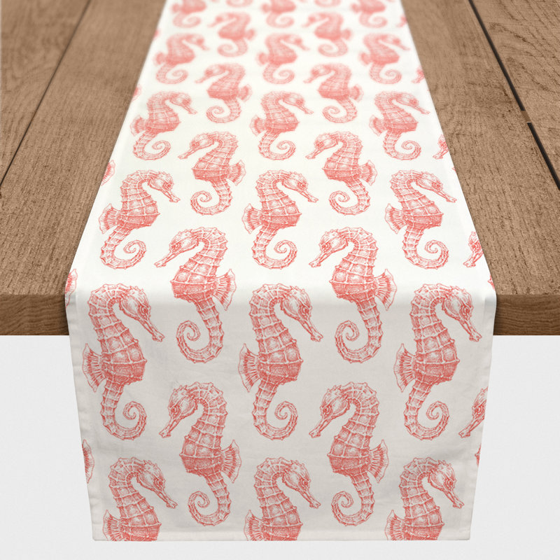 Chemin de table lapin Savarese, L 72 po x l 16 po, Coral, Imprimé animal 1