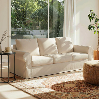 Canapé confortable de 89 po à 3 places pour le salon, canapé moelleux avec housse lavable, coussins de soutien et structure robuste