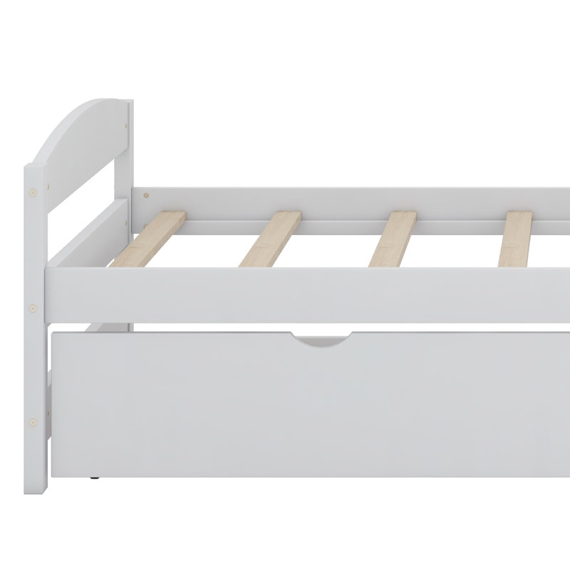 Platform Bed With Trundle, White